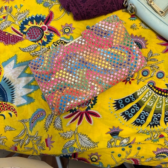 MILLY Luxe Colorblock Woven Clutch - Picture 8 of 12